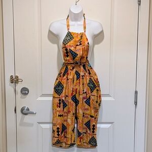 NWOT Beckwoman XS Handmade 100% Cotton Boho Knee Length Harem Pant Overalls